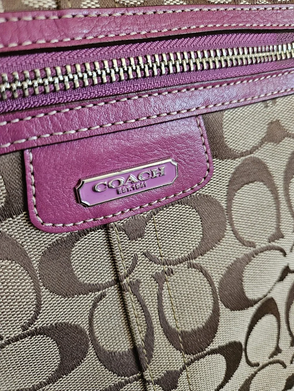 Vintage Y2K Coach Signature Canvas Swingpack Purple Crossbody Bag